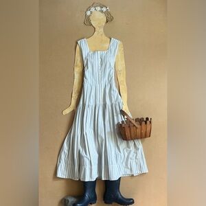 Rare Doen Blue & Ivory Striped Retro Cotton Duck Dress sz XL